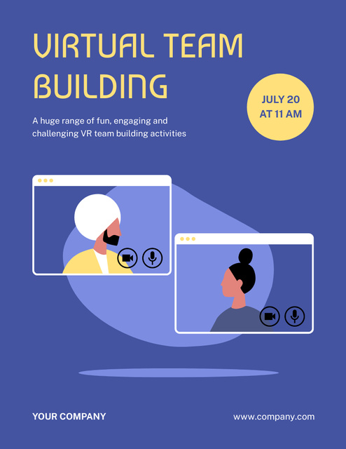 Colleagues at Online Team Building Poster 8.5x11in Modelo de Design