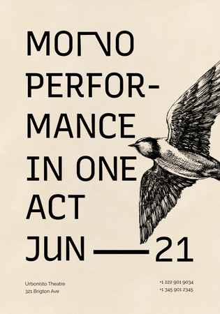 Designvorlage Performance Announcement with Flying Bird für Poster 28x40in
