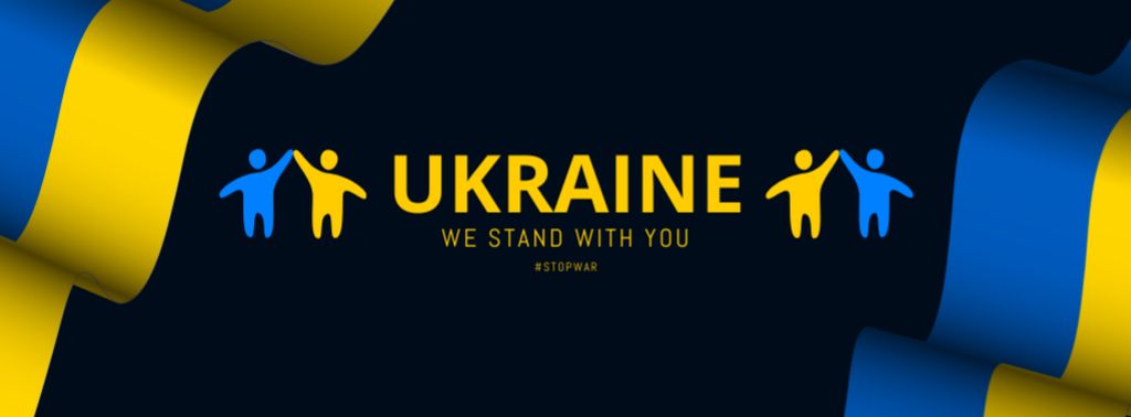 We Stand with Ukraine Facebook cover tervezősablon