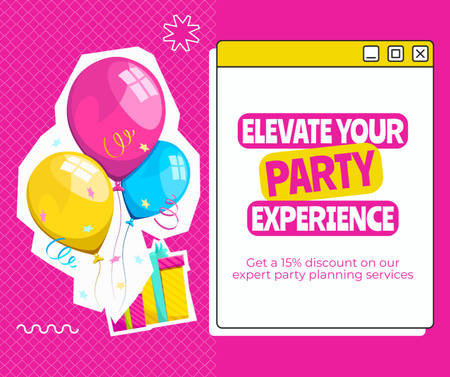 Fun Party with Gifts and Balloons Facebook Design Template