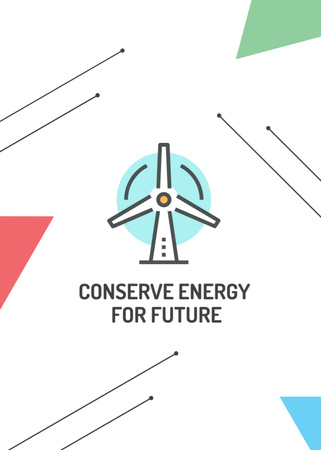 Conserve Energy Wind Turbine Icon Flayer Modelo de Design