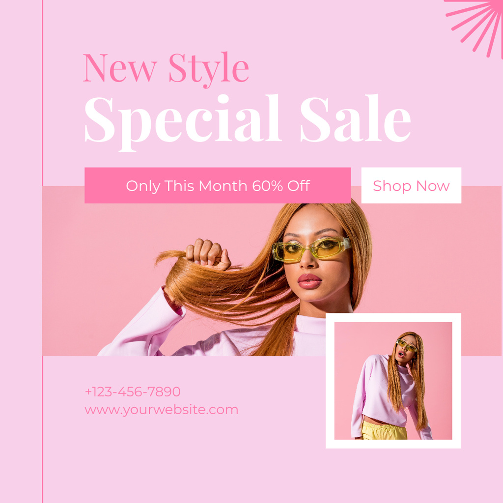 Ontwerpsjabloon van Instagram AD van Special Sale of Pink Collection of Clothes and Accessories