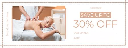 Wellness Center Ad with Woman Enjoying Body Massage Coupon Design Template
