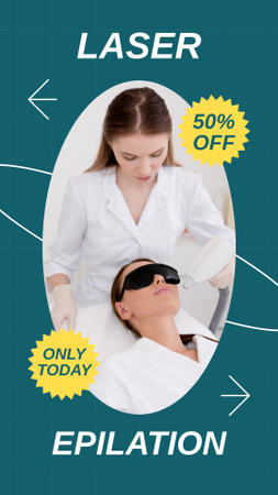 Daily Discount for Laser Hair Removal on Green Instagram Story Design Template