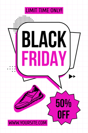 Black Friday Sale of Sporty Shoes Pinterest Design Template