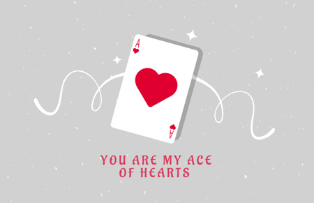 Happy Valentine's Day greeting with Ace of Hearts Thank You Card 5.5x8.5in Design Template