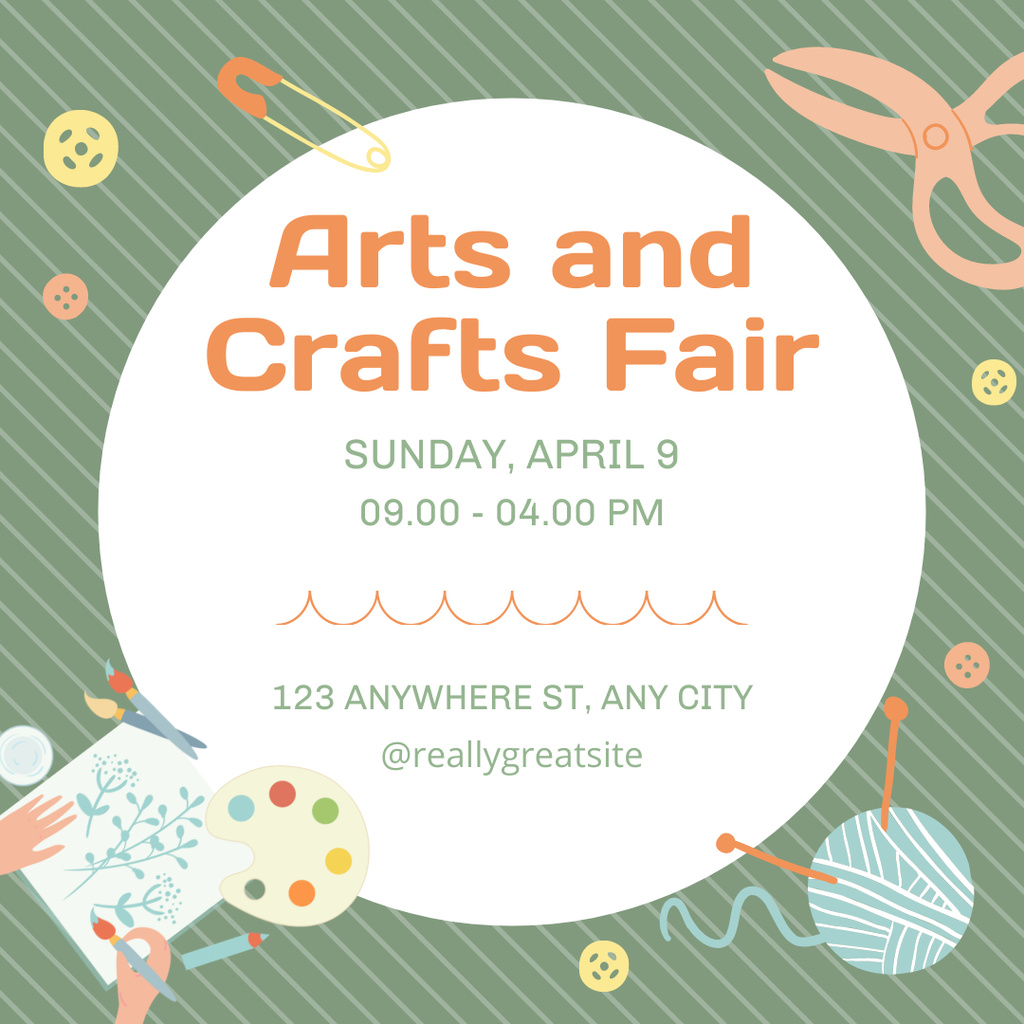 Arts And Crafts Fair Announcement With Tools Instagramデザインテンプレート