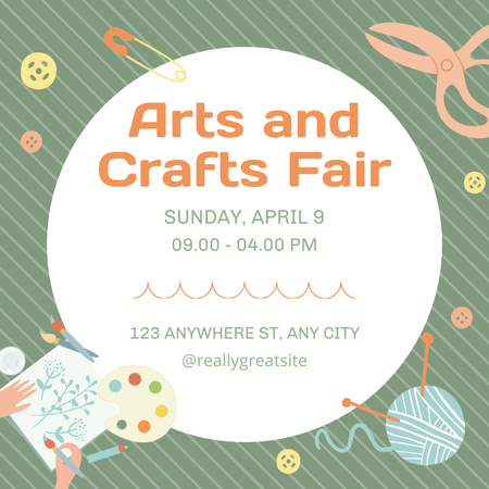 Arts And Crafts Fair Announcement With Tools Instagram Design Template