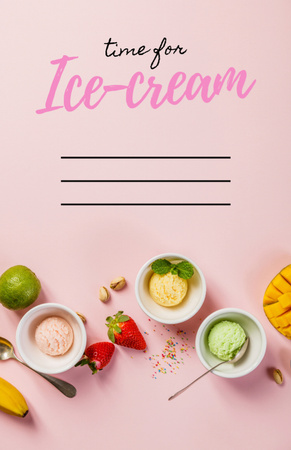 Fruit Ice Cream Cooking Recipe Card Design Template