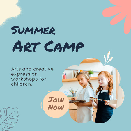 Oferta de acampamento de arte de verão para crianças Instagram Modelo de Design