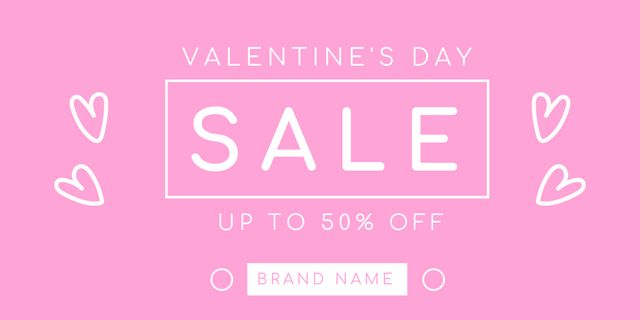 Modèle de visuel Valentine's Day Sale on Pink with Cute Hearts - Twitter