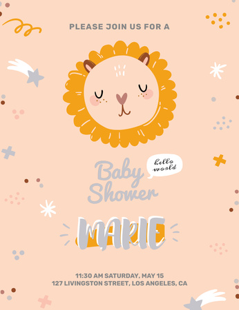 Baby Shower Party With Cute Animal Invitation 13.9x10.7cm Design Template