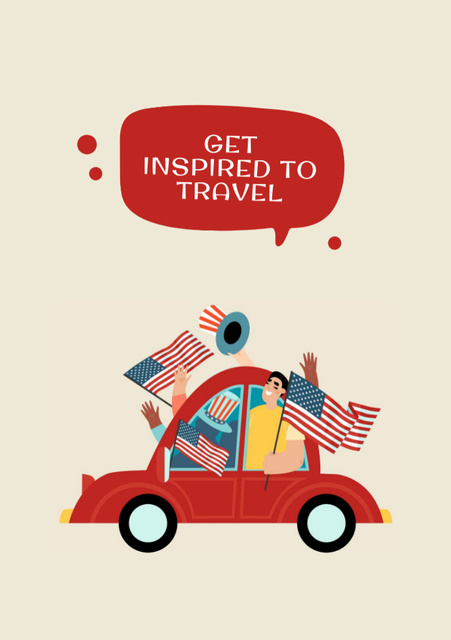 USA Independence Day Tours Offer Postcard A5 Vertical – шаблон для дизайну