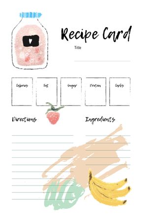 Fruit Juice with Banana and Strawberry Recipe Card Design Template