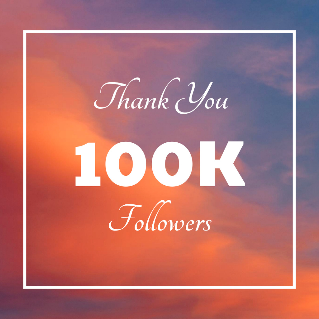 Thank You Message to Followers with Colored Clouds Instagram Šablona návrhu