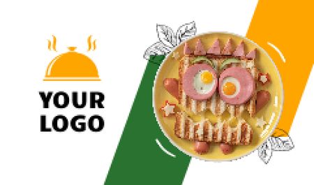 Ontwerpsjabloon van Business card van School Food Ad