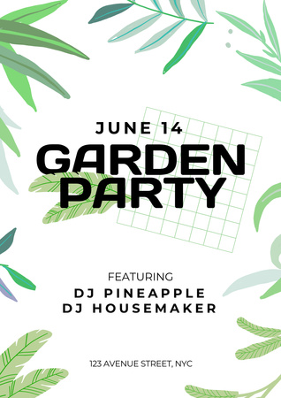 Garden Party Announcement Poster A3 Design Template
