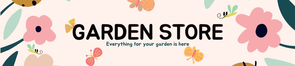 Garden Store Ad with Cute Flowers Ebay Store Billboardデザインテンプレート