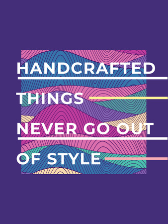Handcrafted things Quote on Waves in purple Poster US Design Template