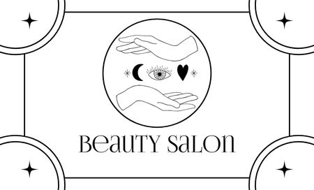 Modèle de visuel Loyalty Program by Beauty Salon in Simple Black and White Layout - Business Card 91x55mm