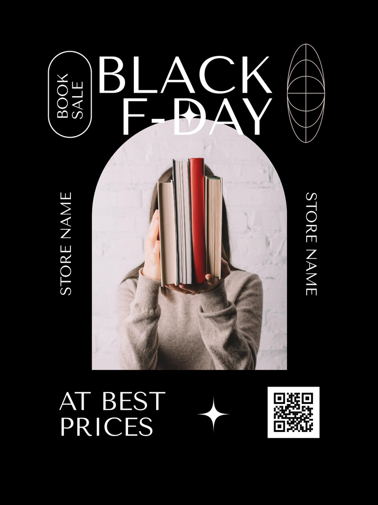 Books Sale on Black Friday Poster US Design Template
