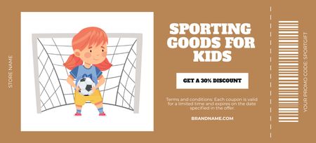 Sporting Goods Shop for Kids on Beige Coupon 3.75x8.25in Design Template