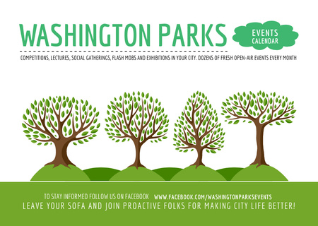 Park Event Announcement with Green Trees Postcard Design Template