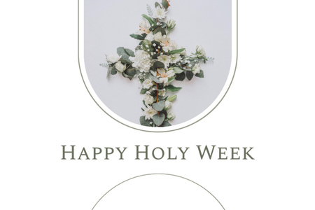 Holy Week Celebration with Flower Cross of Jesus Flyer 4x6in Horizontalデザインテンプレート