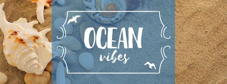 Ontwerpsjabloon van Facebook cover van Travel inspiration with Shells on Sand