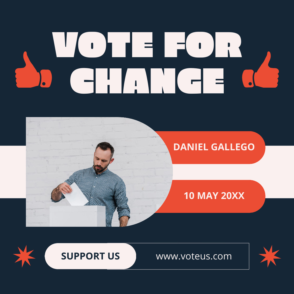 Ontwerpsjabloon van Instagram AD van Man Makes Choice in Favor of His Candidate