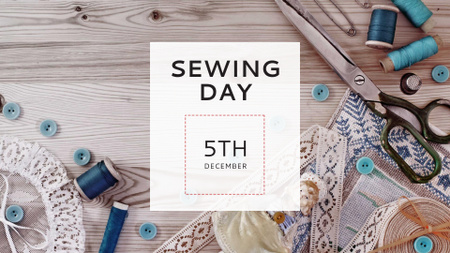 Tools for Sewing on Table FB event cover Design Template