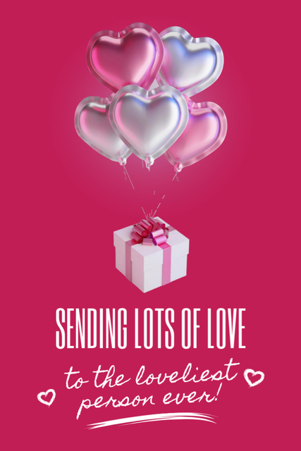 Valentine's Day Greeting with Gift Postcard 4x6in Vertical Design Template