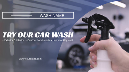 Modèle de visuel Promotion du service de lavage de voiture avec lavage des mains personnalisé - Full HD video