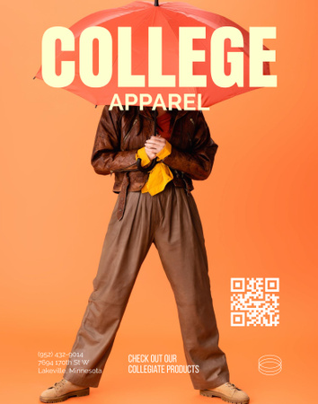 College Apparel and Merchandise Poster 22x28in Design Template