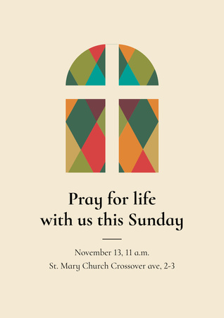 Invitation to Pray with Church Window Poster A3 Design Template