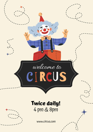 Circus Show Announcement with Illustration of Funny Clown Poster A3 Design Template