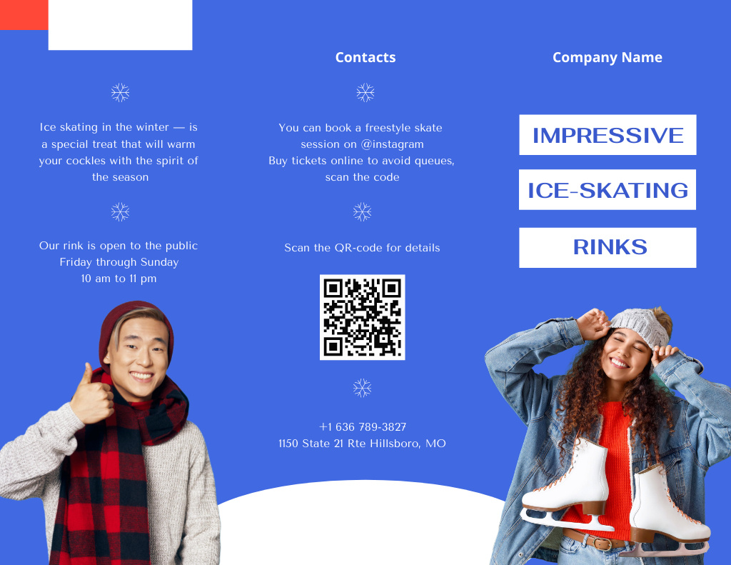 Designvorlage Ice Skating Rinks Ad für Brochure 8.5x11in