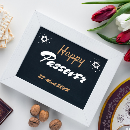 Greeting on Passover with Tulips Instagram Design Template