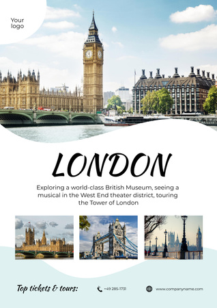 Travel Tour to London Poster Design Template
