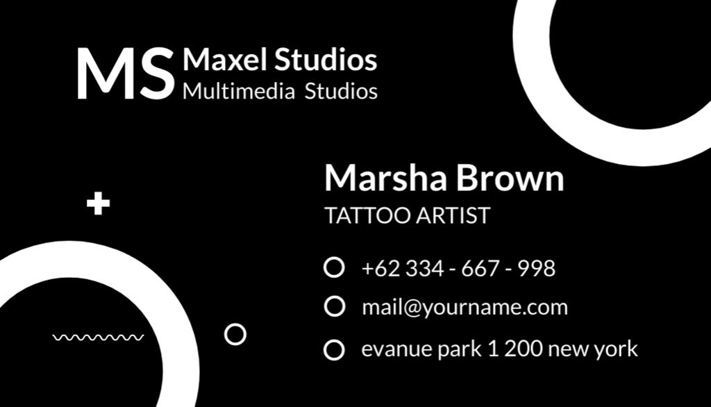 Minimalistic Tattoo Artist Service Promo Business Card USデザインテンプレート