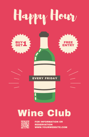 Modèle de visuel Annonce de Wine Club avec bouteille - Recipe Card