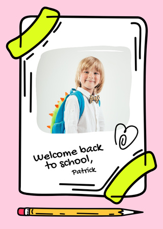 Back to School Welcome In Pink Postcard A6 Vertical Design Template