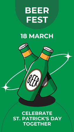 Anúncio do melhor festival do Dia de São Patrício com garrafas de cerveja Instagram Story Modelo de Design