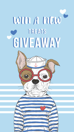 Treats for Pets Giveaway Offer with Funny Bulldog Instagram Story – шаблон для дизайна