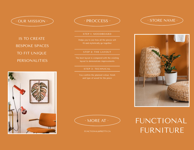 Stylish Home Interior Offer in Orange Brochure 8.5x11in Z-fold Design Template