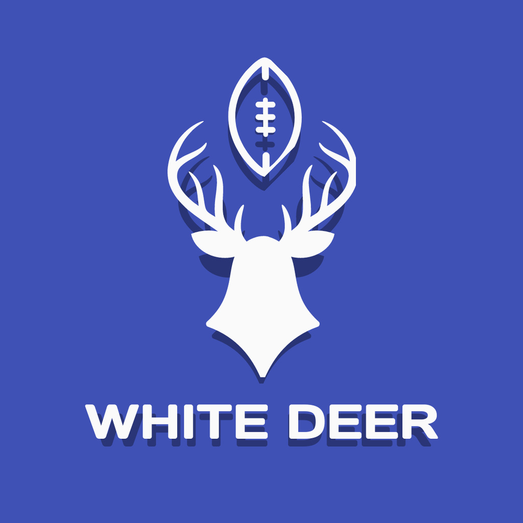 Sport Team Emblem with Deer's Horns Logo 1080x1080px Design Template