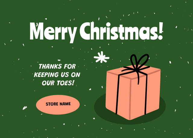 Szablon projektu Joyful Christmas Holiday Greetings with Gift And Phrase Postcard 5x7in
