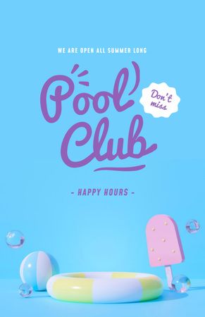 Ad of Pool Club with Happy Hours Flyer 5.5x8.5in tervezősablon