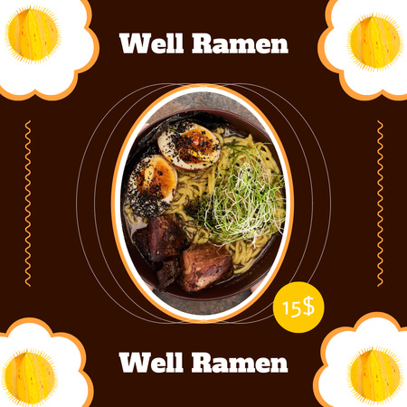 Asian Cuisine Dish with Noodles Instagram Design Template