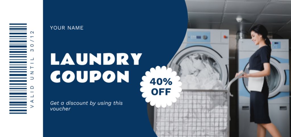 Gift Voucher for Laundry Discount with Young Housemaid Coupon Din Large Πρότυπο σχεδίασης